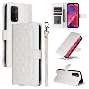For OPPO A54 5G / A74 5G Diamond Lattice Leather Flip Phone Case(White)