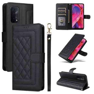 For OPPO A54 5G / A74 5G Diamond Lattice Leather Flip Phone Case(Black)