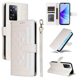 For OPPO A57 / A57s Diamond Lattice Leather Flip Phone Case(White)