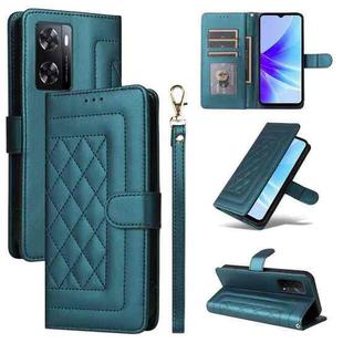 For OPPO A57 / A57s Diamond Lattice Leather Flip Phone Case(Green)