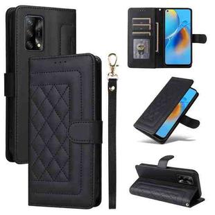 For OPPO A74 / A95 4G / F19 Diamond Lattice Leather Flip Phone Case(Black)