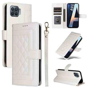 For OPPO A93 4G / F17 Pro Diamond Lattice Leather Flip Phone Case(White)