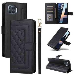 For OPPO A93 4G / F17 Pro Diamond Lattice Leather Flip Phone Case(Black)