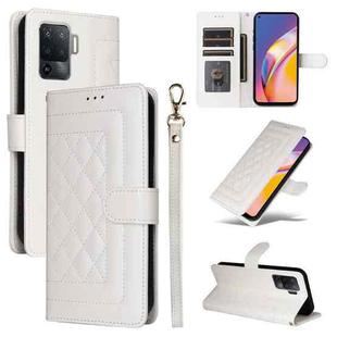 For OPPO A94 / F19 Pro Diamond Lattice Leather Flip Phone Case(White)