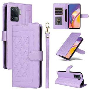 For OPPO A94 / F19 Pro Diamond Lattice Leather Flip Phone Case(Light Purple)