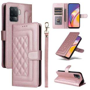 For OPPO A94 / F19 Pro Diamond Lattice Leather Flip Phone Case(Rose Gold)