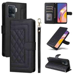 For OPPO A94 / F19 Pro Diamond Lattice Leather Flip Phone Case(Black)