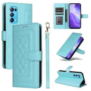 For OPPO Reno5 5G / Find X3 Lite Diamond Lattice Leather Flip Phone Case(Mint Green)