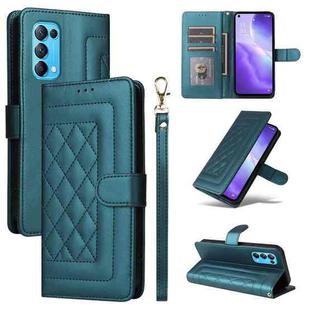 For OPPO Reno5 5G / Find X3 Lite Diamond Lattice Leather Flip Phone Case(Green)