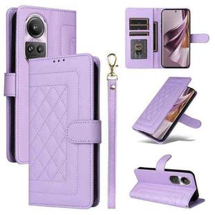 For OPPO Reno10 5G / Reno10 Pro 5G Diamond Lattice Leather Flip Phone Case(Light Purple)