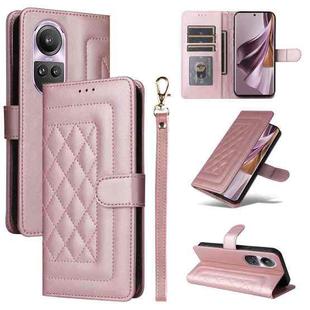 For OPPO Reno10 5G / Reno10 Pro 5G Diamond Lattice Leather Flip Phone Case(Rose Gold)