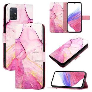 For Samsung Galaxy A51 5G PT003 Marble Pattern Flip Leather Phone Case(Pink Purple Gold)