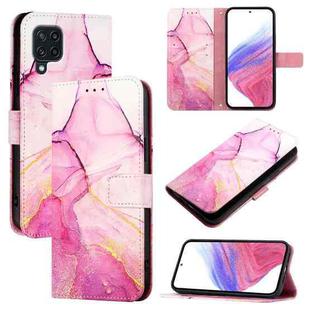 For Samsung Galaxy M32 4G Global / M22 PT003 Marble Pattern Flip Leather Phone Case(Pink Purple Gold)