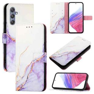 For Samsung Galaxy M34 5G / F34 5G PT003 Marble Pattern Flip Leather Phone Case(White Purple)