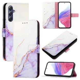 For Samsung Galaxy M54 5G Global / F54 5G PT003 Marble Pattern Flip Leather Phone Case(White Purple)