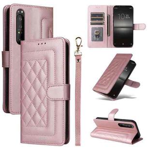 For Sony Xperia 1 II Diamond Lattice Leather Flip Phone Case(Rose Gold)