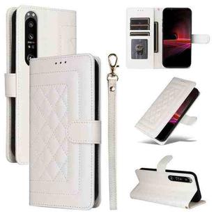 For Sony Xperia 1 III Diamond Lattice Leather Flip Phone Case(White)