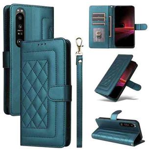 For Sony Xperia 1 III Diamond Lattice Leather Flip Phone Case(Green)