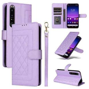 For Sony Xperia 1 IV Diamond Lattice Leather Flip Phone Case(Light Purple)