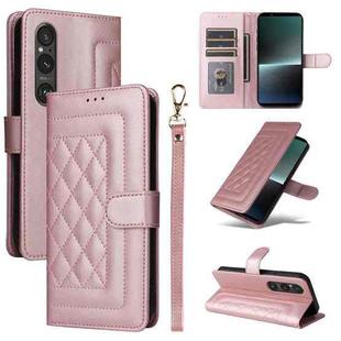 For Sony Xperia 1 V Diamond Lattice Leather Flip Phone Case(Rose Gold)