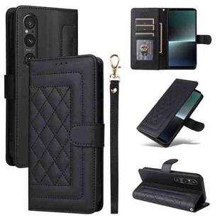 For Sony Xperia 1 V Diamond Lattice Leather Flip Phone Case(Black)