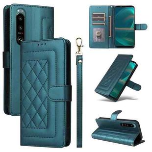 For Sony Xperia 5 III Diamond Lattice Leather Flip Phone Case(Green)