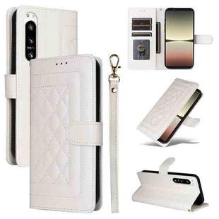 For Sony Xperia 5 IV Diamond Lattice Leather Flip Phone Case(White)