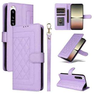 For Sony Xperia 5 IV Diamond Lattice Leather Flip Phone Case(Light Purple)
