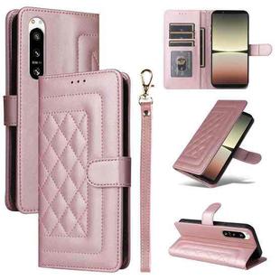 For Sony Xperia 5 IV Diamond Lattice Leather Flip Phone Case(Rose Gold)