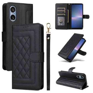 For Sony Xperia 5 V Diamond Lattice Leather Flip Phone Case(Black)