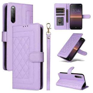 For Sony Xperia 10 II Diamond Lattice Leather Flip Phone Case(Light Purple)