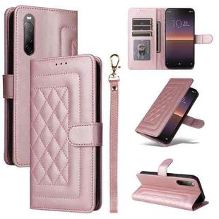 For Sony Xperia 10 II Diamond Lattice Leather Flip Phone Case(Rose Gold)