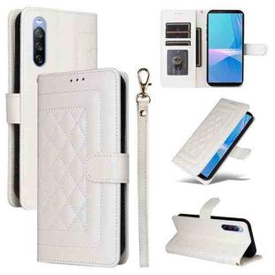 For Sony Xperia 10 III Diamond Lattice Leather Flip Phone Case(White)