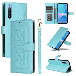 For Sony Xperia 10 III Diamond Lattice Leather Flip Phone Case(Mint Green)