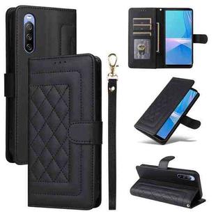 For Sony Xperia 10 III Diamond Lattice Leather Flip Phone Case(Black)