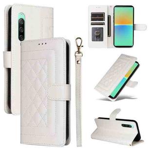 For Sony Xperia 10 IV Diamond Lattice Leather Flip Phone Case(White)