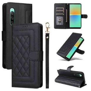 For Sony Xperia 10 IV Diamond Lattice Leather Flip Phone Case(Black)