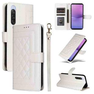 For Sony Xperia 10 V Diamond Lattice Leather Flip Phone Case(White)