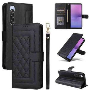 For Sony Xperia 10 V Diamond Lattice Leather Flip Phone Case(Black)