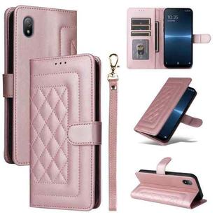 For Sony Xperia Ace III Diamond Lattice Leather Flip Phone Case(Rose Gold)