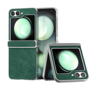 For Samsung Galaxy Z Flip5 5G PU Leather Frosted Transparent Edge Phone Case(Green)