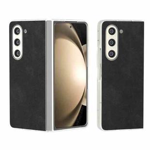 For Samsung Galaxy Z Fold5 5G PU Leather Frosted Transparent Edge Phone Case(Black)