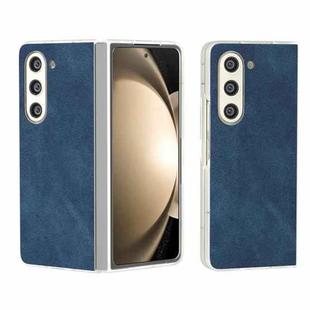 For Samsung Galaxy Z Fold5 5G PU Leather Frosted Transparent Edge Phone Case(Blue)