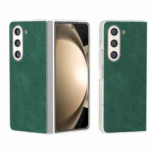 For Samsung Galaxy Z Fold5 5G PU Leather Frosted Transparent Edge Phone Case(Green)