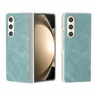 For Samsung Galaxy Z Fold5 5G PU Leather Frosted Transparent Edge Phone Case(Light Blue)