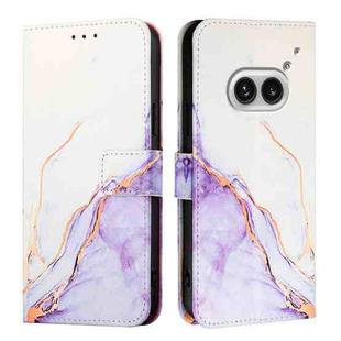 For Nothing Phone 2a PT003 Marble Pattern Flip Leather Phone Case(White Purple)