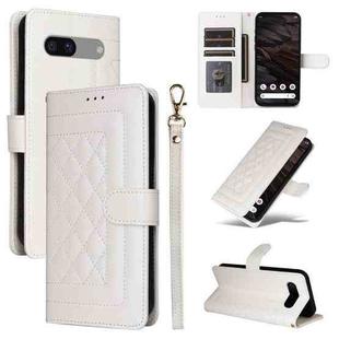 For Google Pixel 7a Diamond Lattice Leather Flip Phone Case(White)
