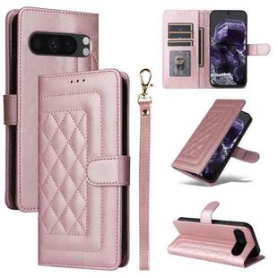 For Google Pixel 9 Diamond Lattice Leather Flip Phone Case(Rose Gold)