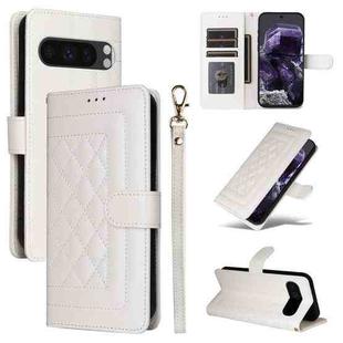 For Google Pixel 9 Pro Diamond Lattice Leather Flip Phone Case(White)