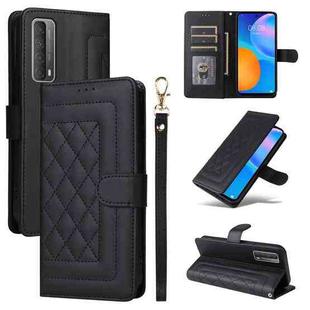 For Huawei P Smart 2021 Diamond Lattice Leather Flip Phone Case(Black)